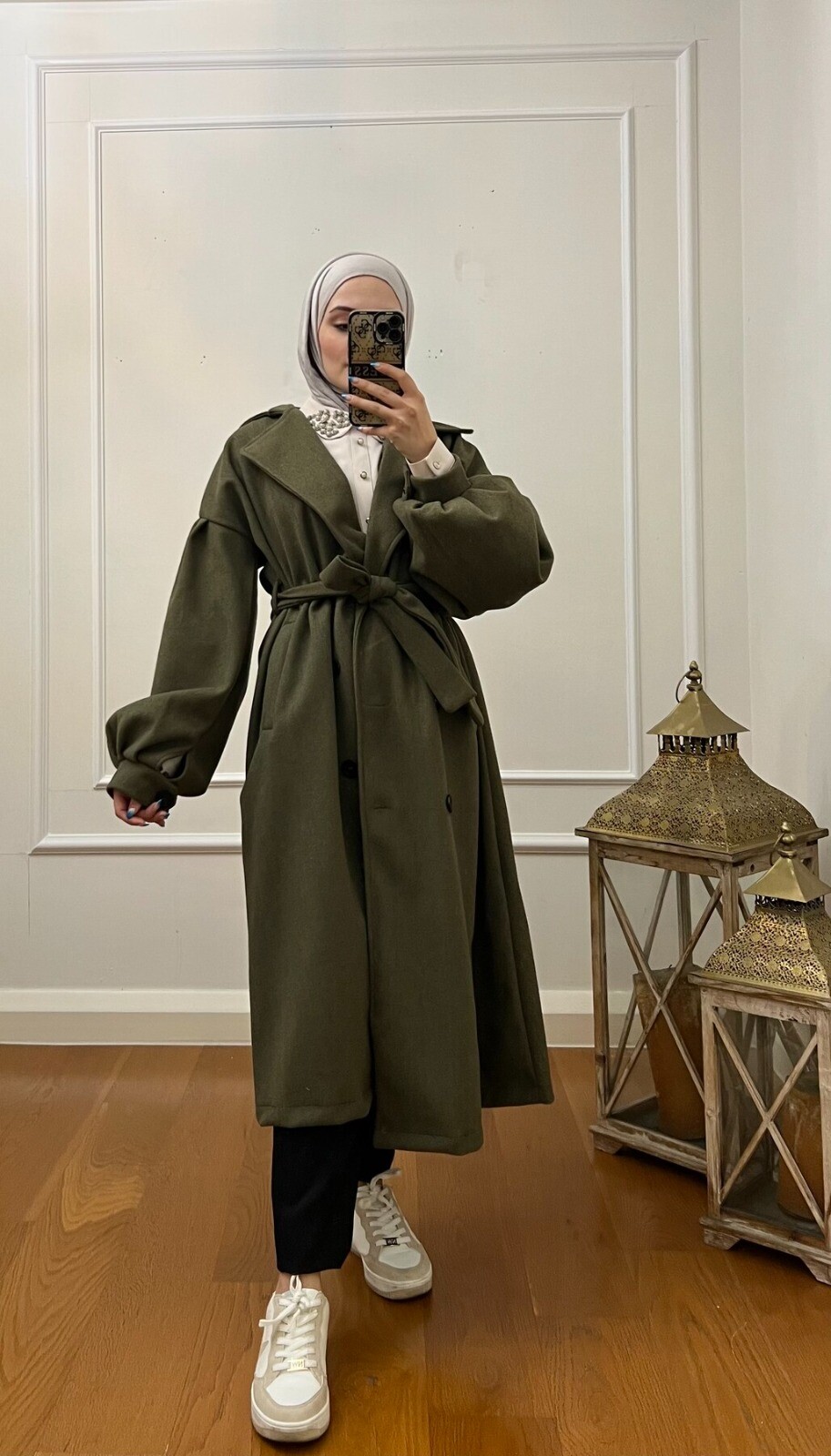 FOR YOU MODA - 1207-49Y-3 كوت جوخ ردن بالون - خاكي 