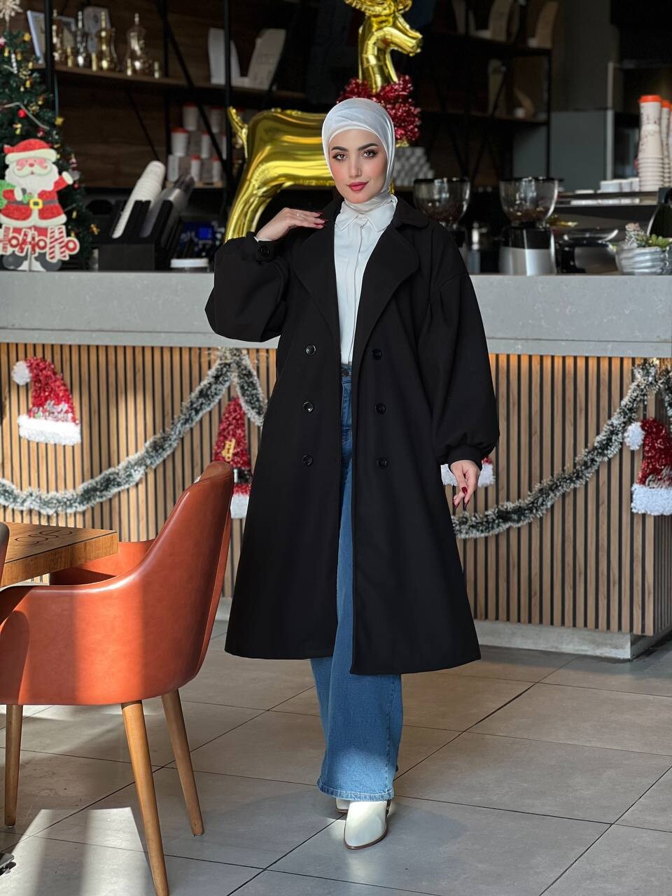 FOR YOU MODA - 1207-49Y-1 كوت جوخ ردن بالون - اسود 