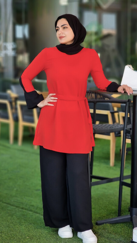 FOR YOU MODA - 1240-21B-1 طقم قطعتين - احمر (1)