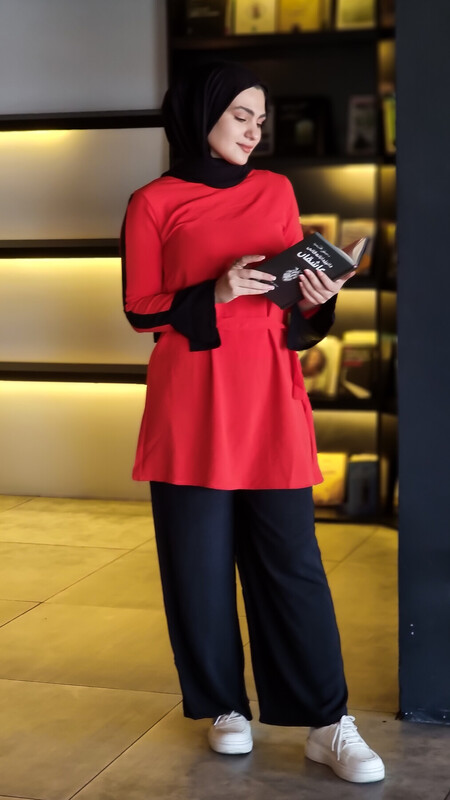 FOR YOU MODA - 1240-21B-1 طقم قطعتين - احمر