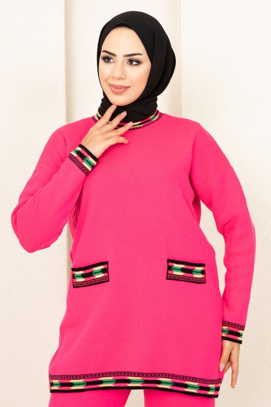 modapr - 12732-63U-4 طقم تريكو وردي