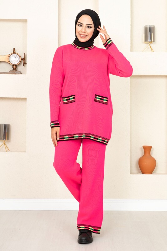 modapr - 12732-63U-4 طقم تريكو وردي (1)