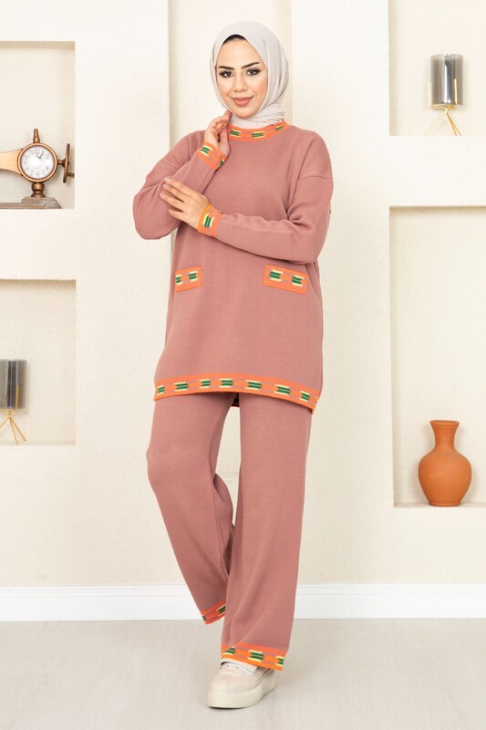 modapr - 12732-63U-5 طقم تريكو وردي وصخ 