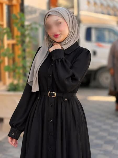 1282-55N-1فستان سادة -اسود - Thumbnail