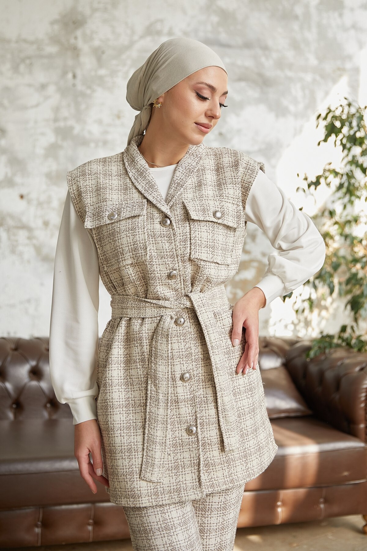 FOR YOU MODA - 12873-33Y-2 طقم ثلاث قطع بيج (1)