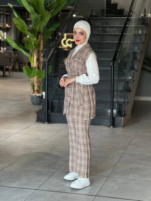 FOR YOU MODA - 12873-33Y-6 طقم ثلاث قطع جوزي غامق