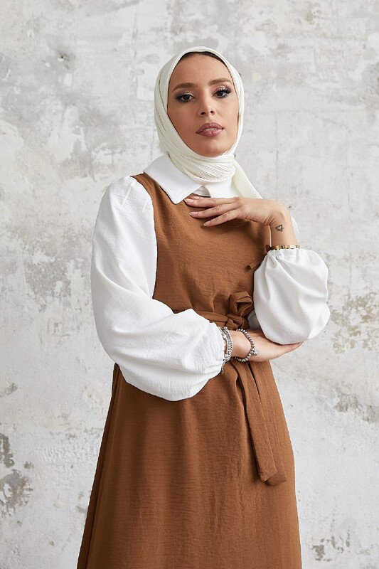 FOR YOU MODA - 1441-29B-3 فستان مع حزام - جوزي (1)