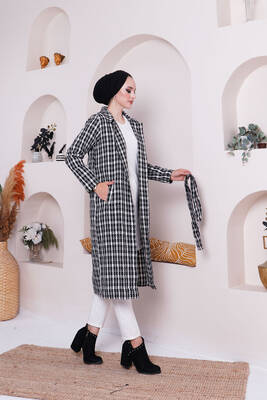 UMS - 17850-89P-1 كوت اسود كاروهات مع حزام (1)