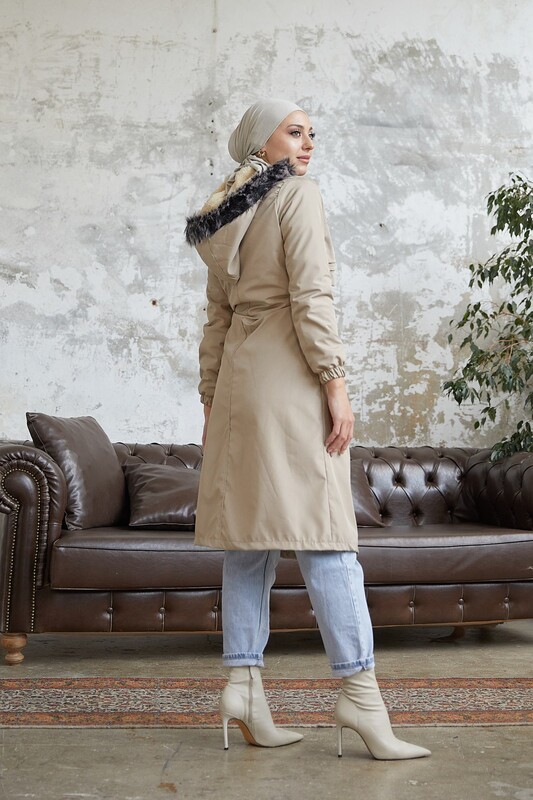 FOR YOU MODA - 19907-41V-2 كوت مبطن فروا بيج (1)