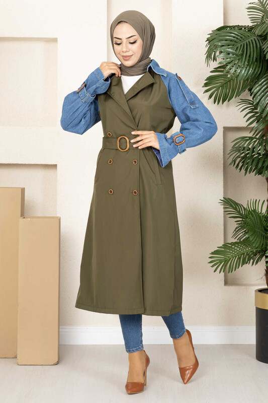 modapr - 20050-51M-3 ترانشكوت ردان جينز خاكي (1)