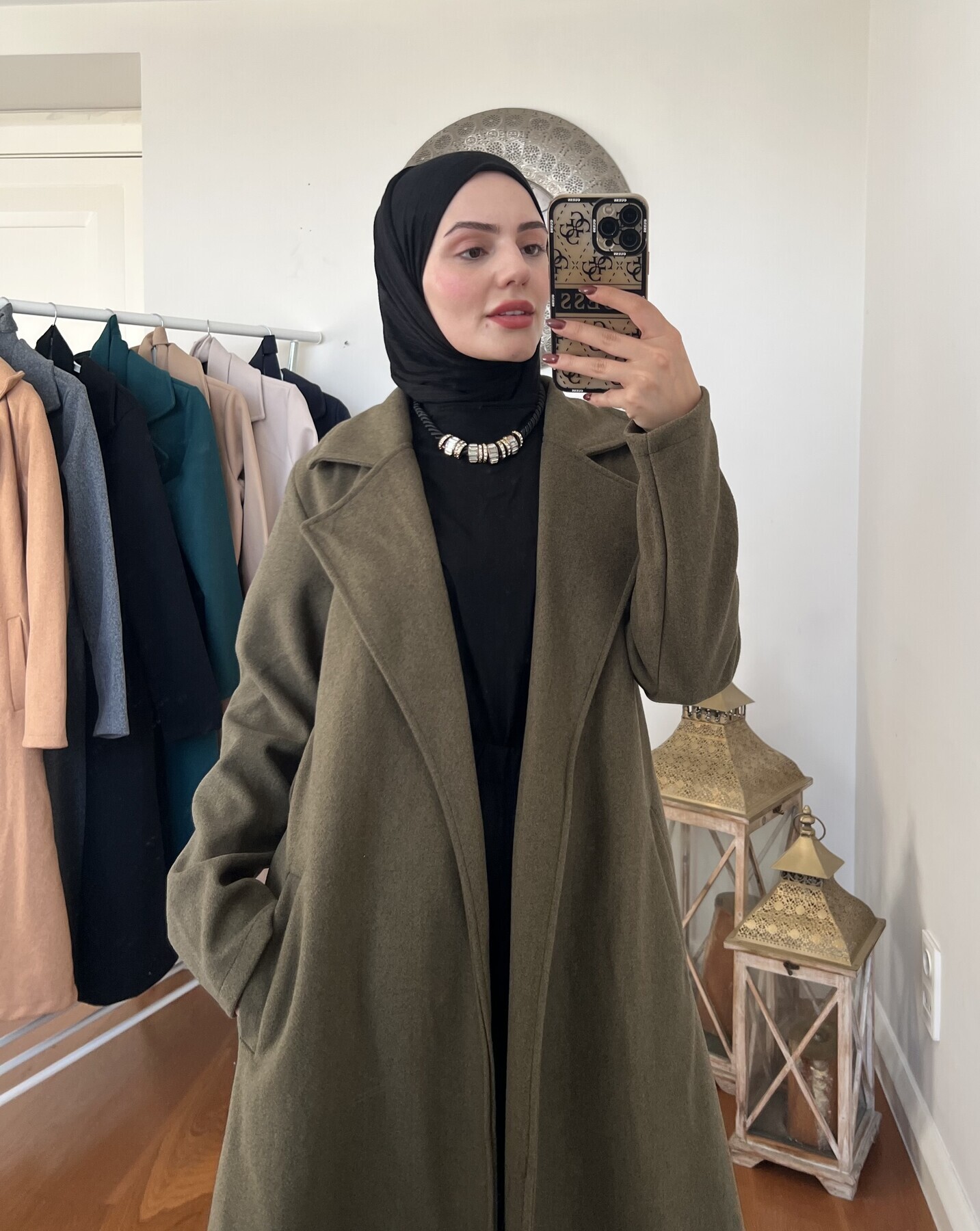 FOR YOU MODA - 20053-21V-4 كوت جوخ سادة - خاكي (1)