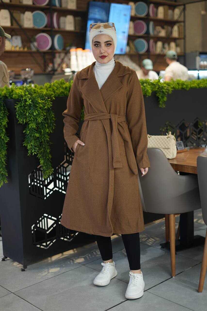 FOR YOU MODA - 20053-21V-12 كوت جوخ سادة - جوزي طوخ (1)