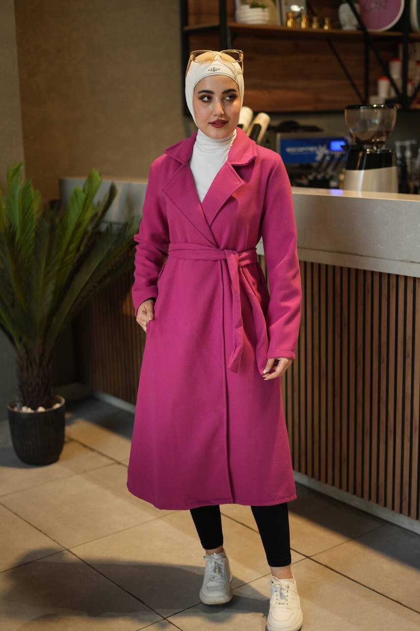 FOR YOU MODA - 20053-21V-13 كوت جوخ سادة - وردي