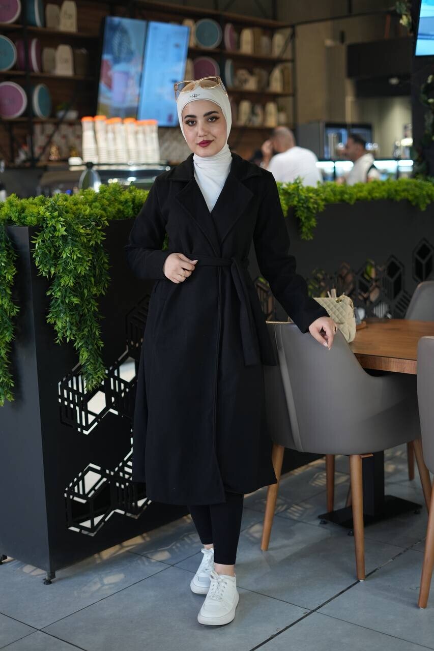 FOR YOU MODA - 20053-21V-1 كوت جوخ سادة - اسود