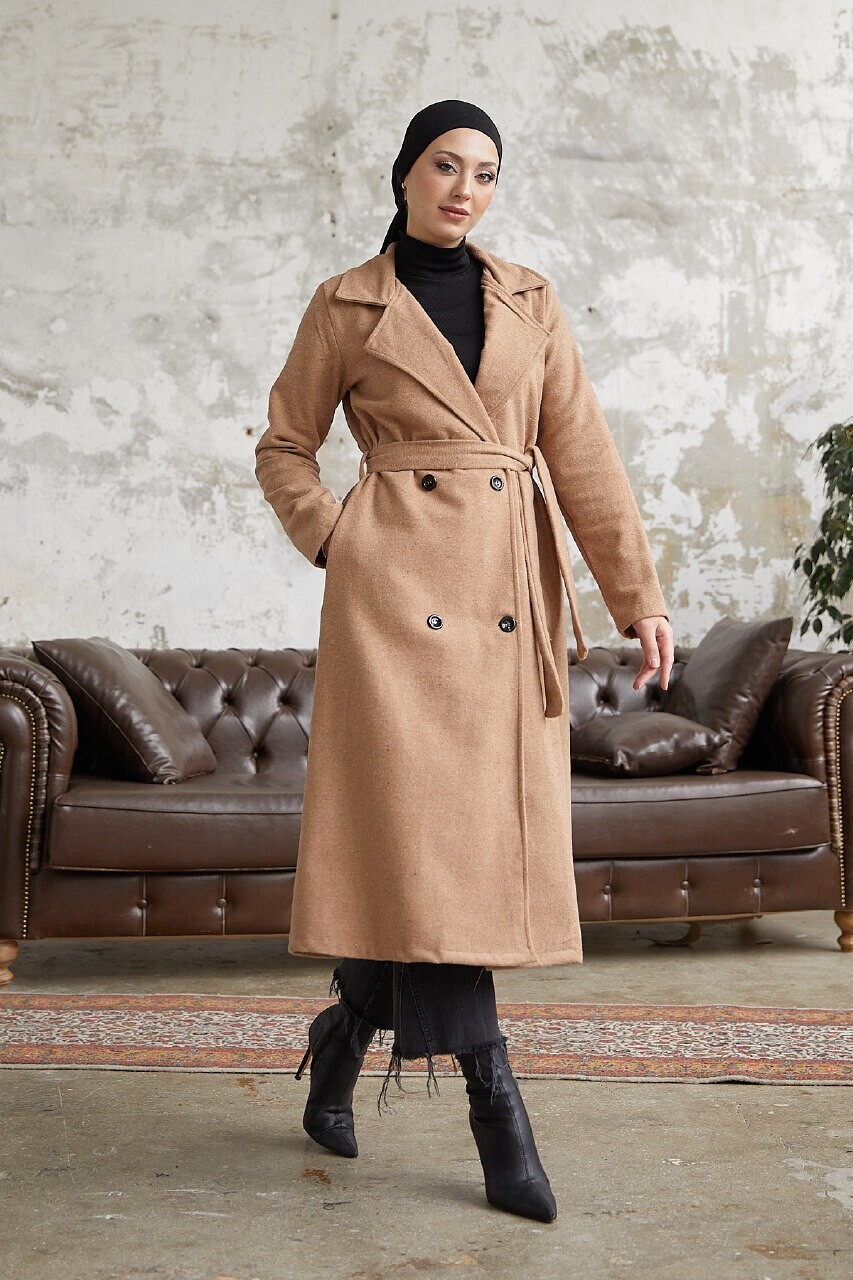 FOR YOU MODA - 20069-49R-8 كوت جوخ سادة - جوزي فاتح (1)