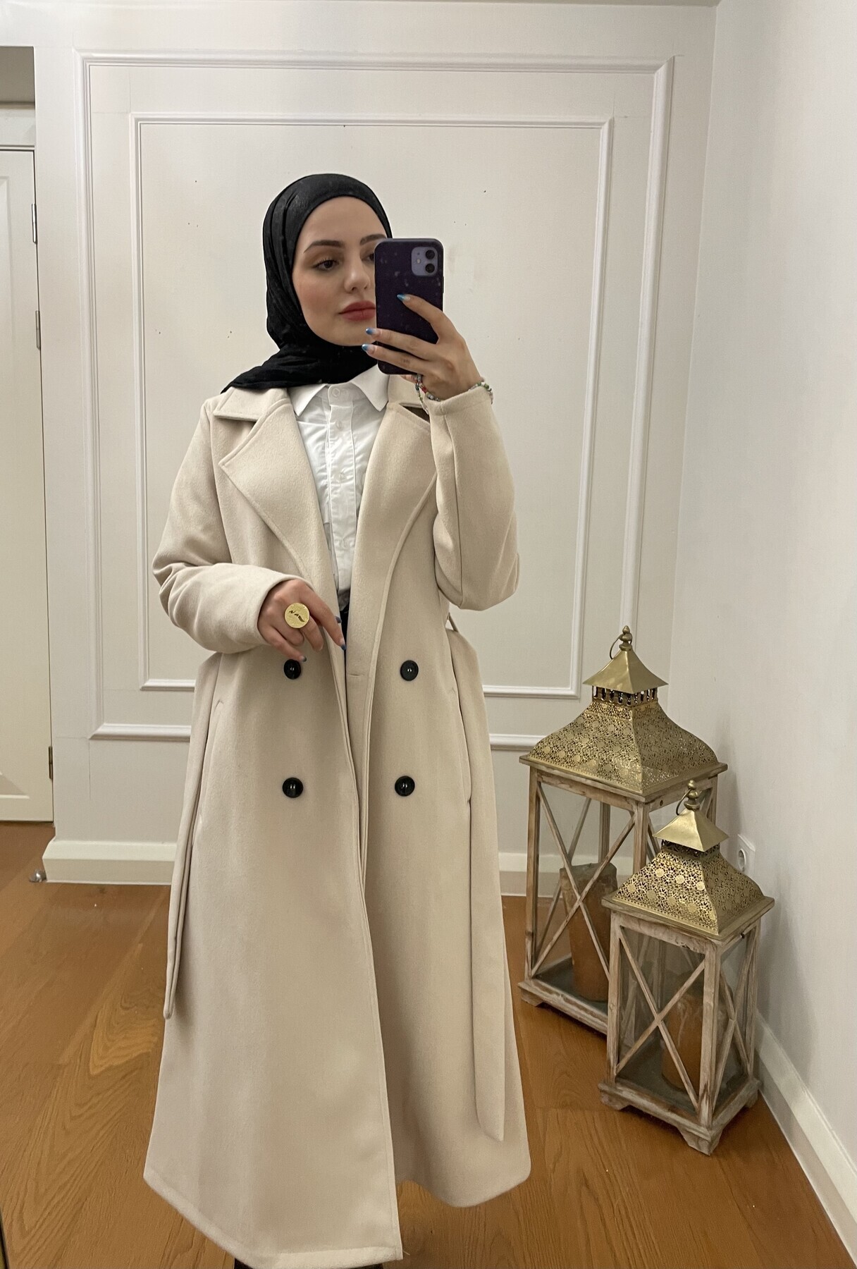 20069-49R-5 كوت جوخ سادة - اوف وايت - Thumbnail
