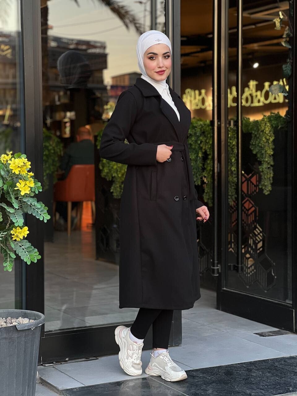 FOR YOU MODA - 20069-49R-1 كوت جوخ سادة - اسود (1)