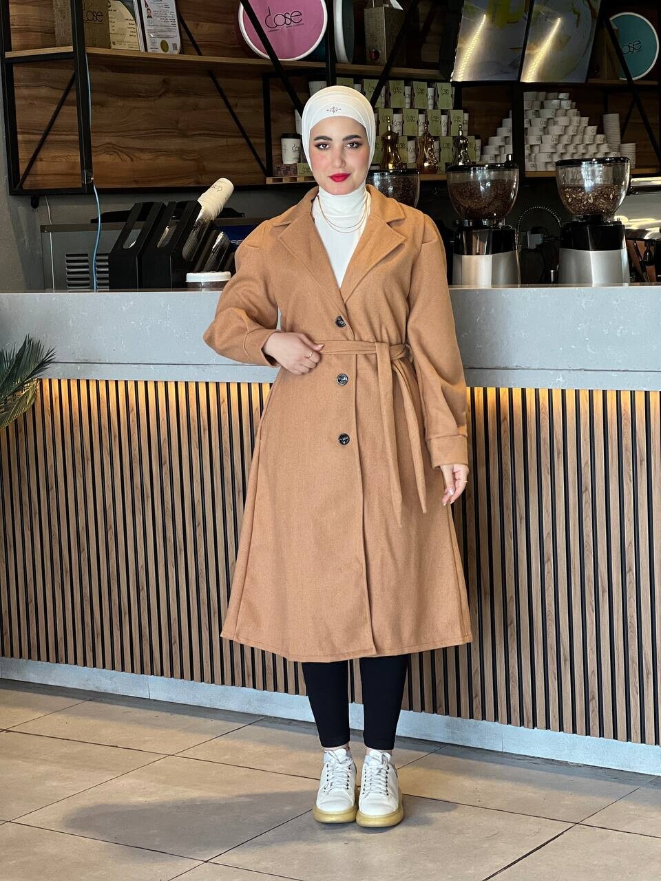 FOR YOU MODA - 20331-25X-8 كوت سادة مع حزام - جوزي (1)