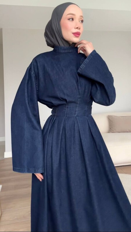 FOR YOU MODA - 2053-70F-فستان جينز غامق 2