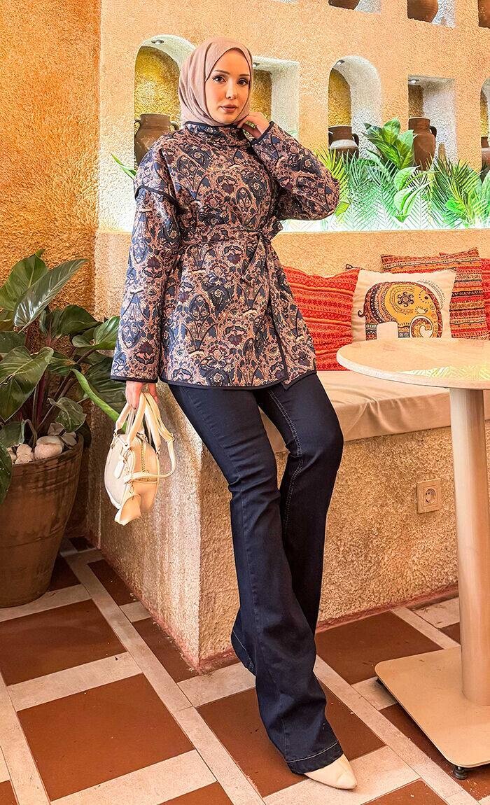 21186-9L-1 جاكيت - بيج ازرق - Thumbnail