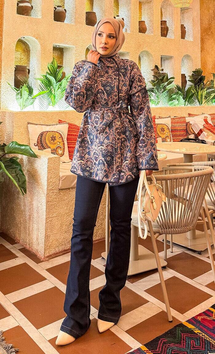 21186-9L-1 جاكيت - بيج ازرق - Thumbnail