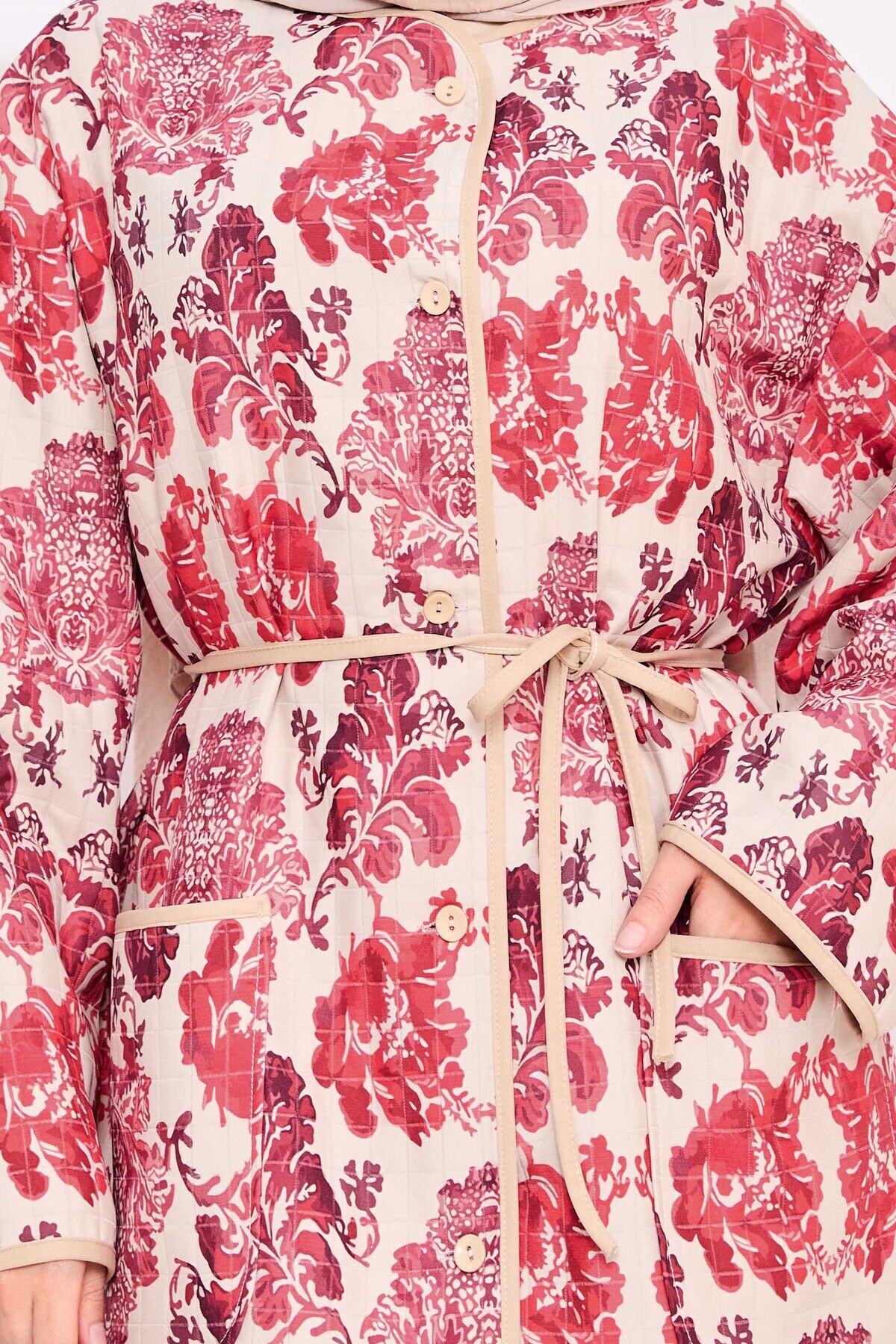 21197-21L-4 جاكيت - احمر بيج - Thumbnail