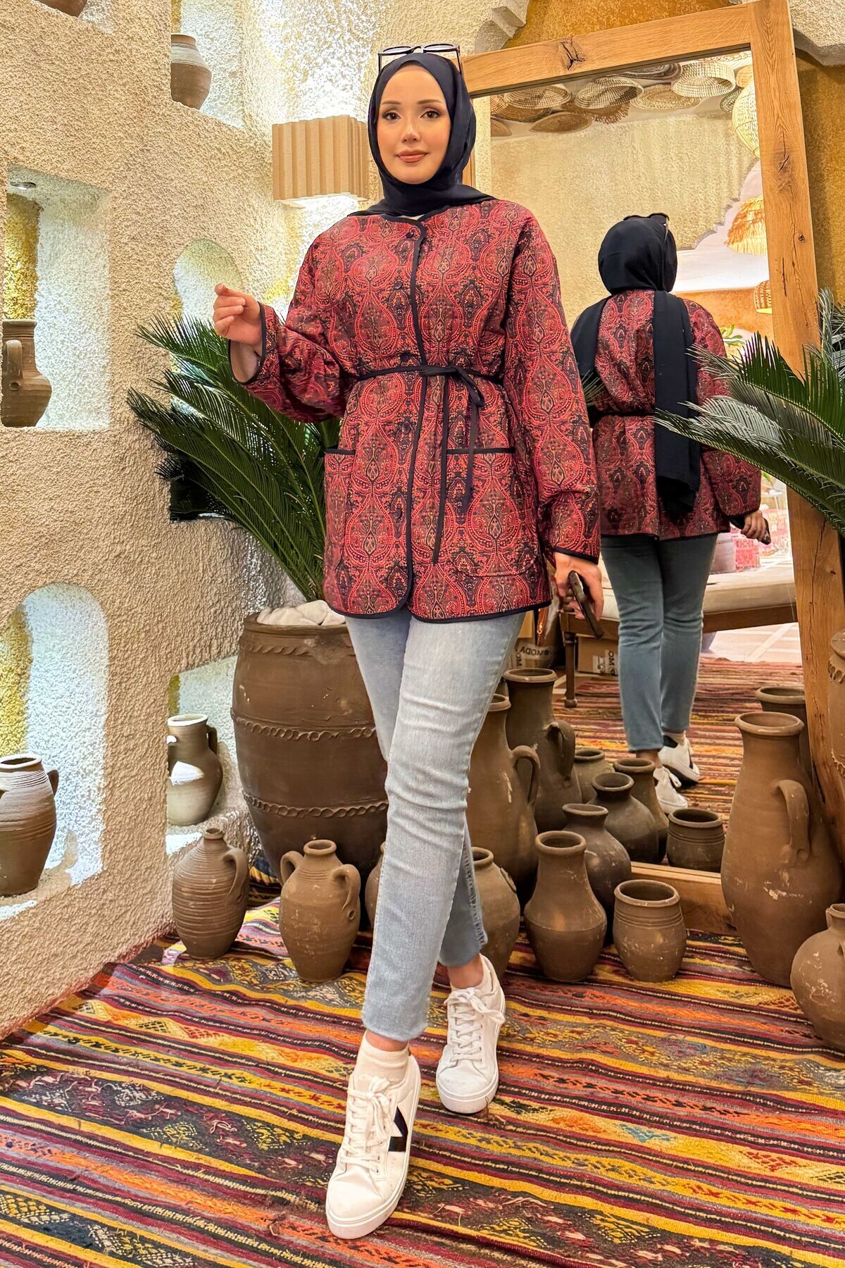 21197-21L-2 جاكيت - احمر نيلي - Thumbnail