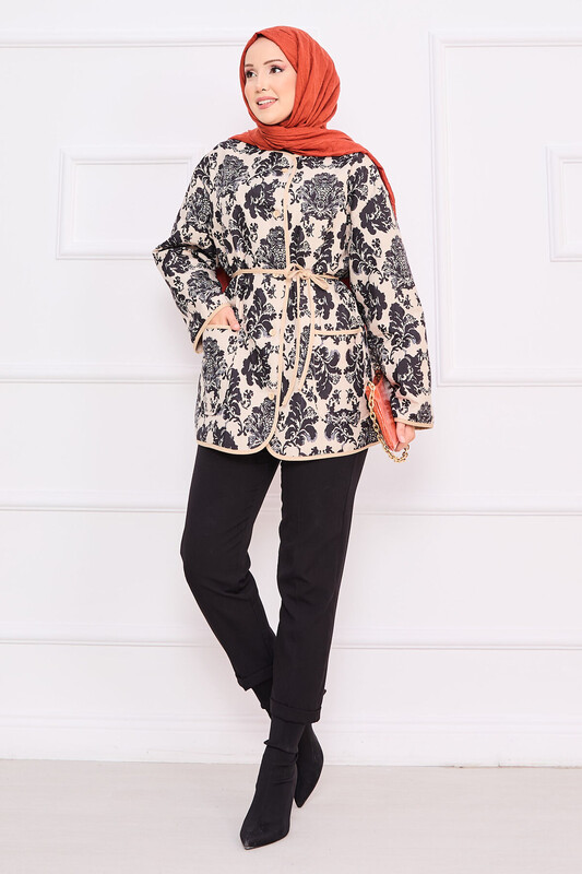 modapr - 21197-21L-1 جاكيت - اسود بيج (1)