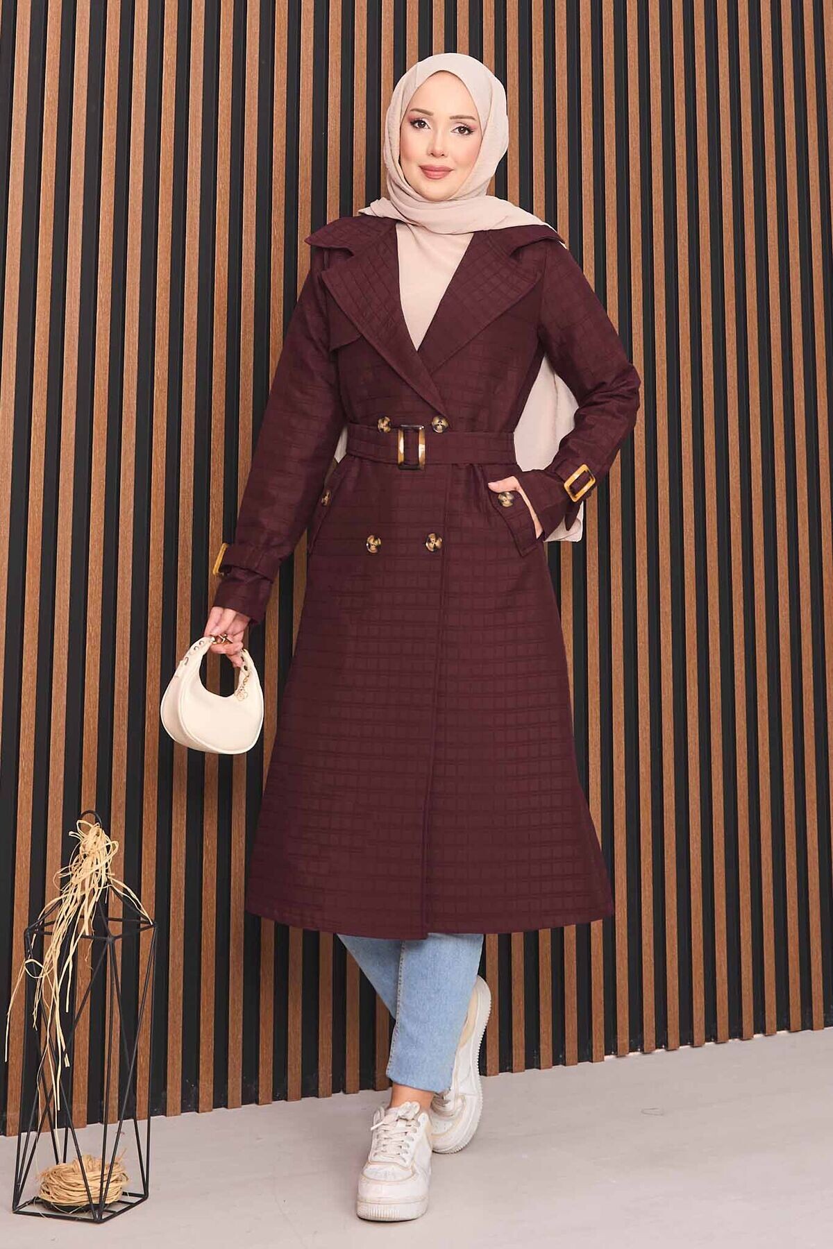 FOR YOU MODA - 21216-53G-3 ترانش كوت -ماروني (1)