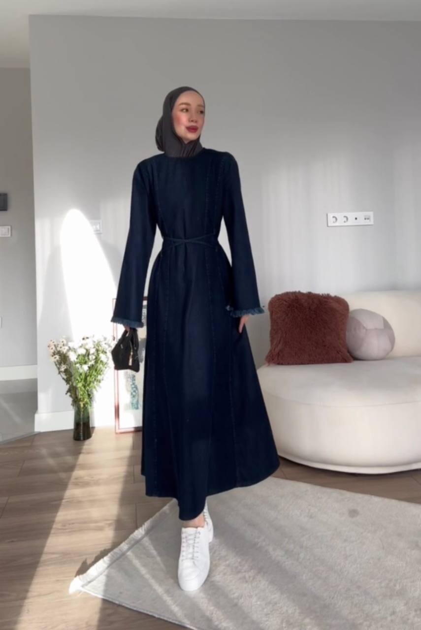 FOR YOU MODA - 2123-13J-2 فستان جينز - غامق