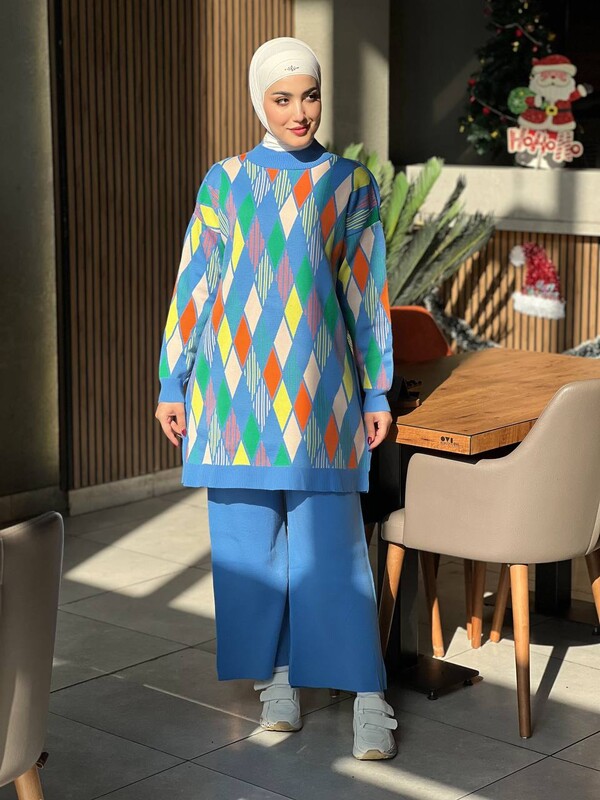 TC - 22015-85T-6 طقم قطعنين تريكو - ازرق