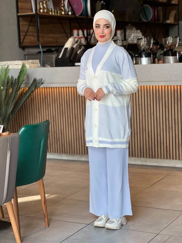 TC - 2223-1R-6 طقم ثلاث قطع تريكو ملون - بنفسجي فاتح (1)