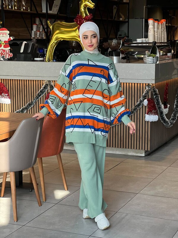 TC - 2248-7-61T طقم قطعتين تريكو ملون - فستقي (1) TC - 2248-7-61T طقم قطعتين تريكو ملون - فستقي (1)