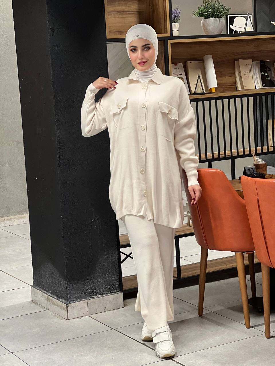 2270-39U-6 طقم قطعتين تريكو سادة - اوف وايت - Thumbnail