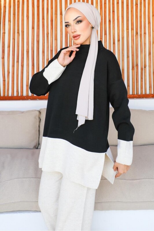 BENG - 23001-26Y-1 طقم لونين - اسود اوف وايت (1)