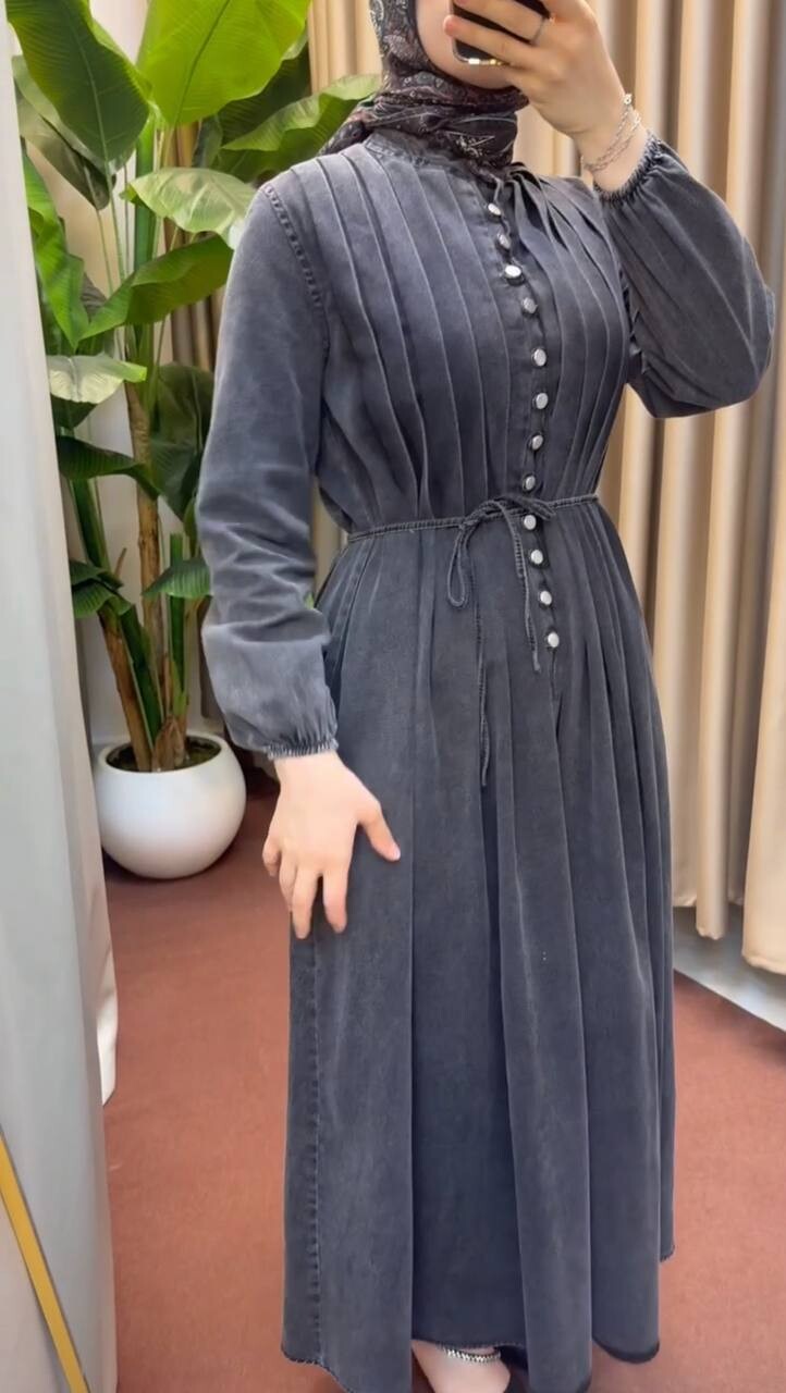 FOR YOU MODA - 2323-45F- فستان جينز لون اسود 1