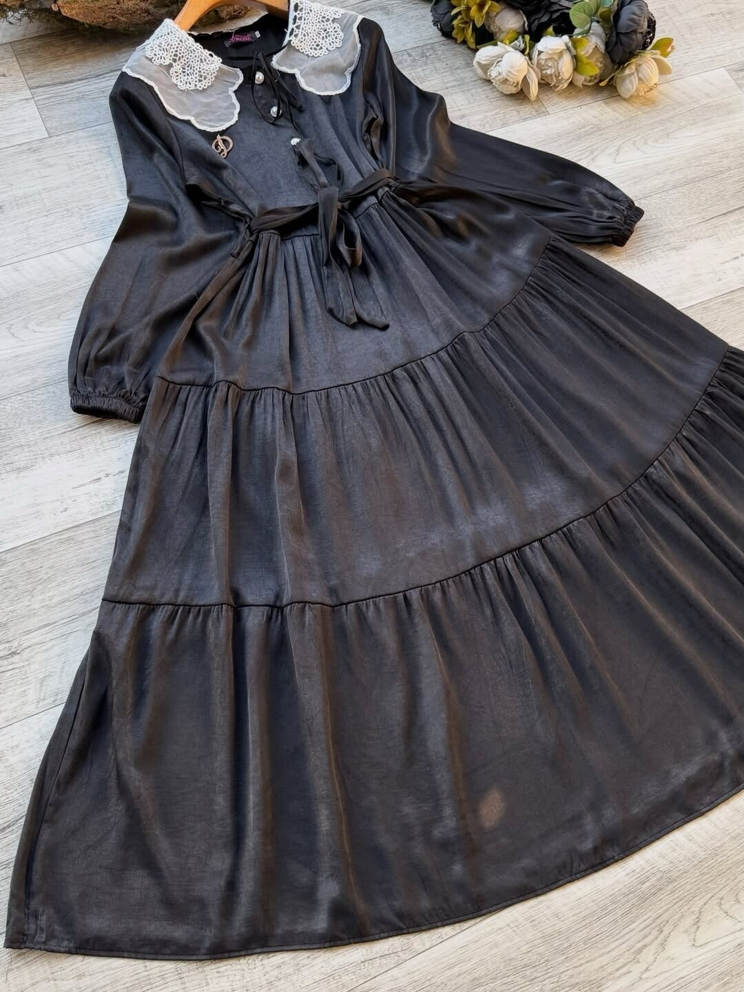 FOR YOU MODA - 23847-41F-فستان دانتيل - اسود1