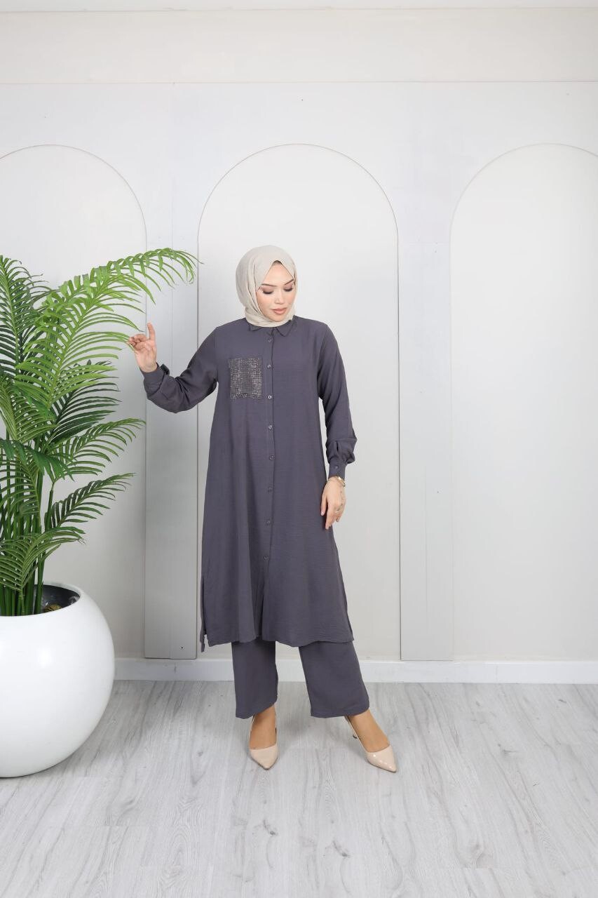 FOR YOU MODA - 2546-43G-3 سوت قطعتين بنطرون-رصاصي (1)