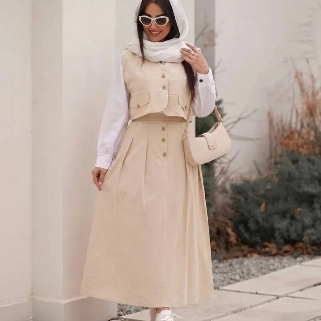 FOR YOU MODA - 2569-23L-2 سوت يلك -بيج