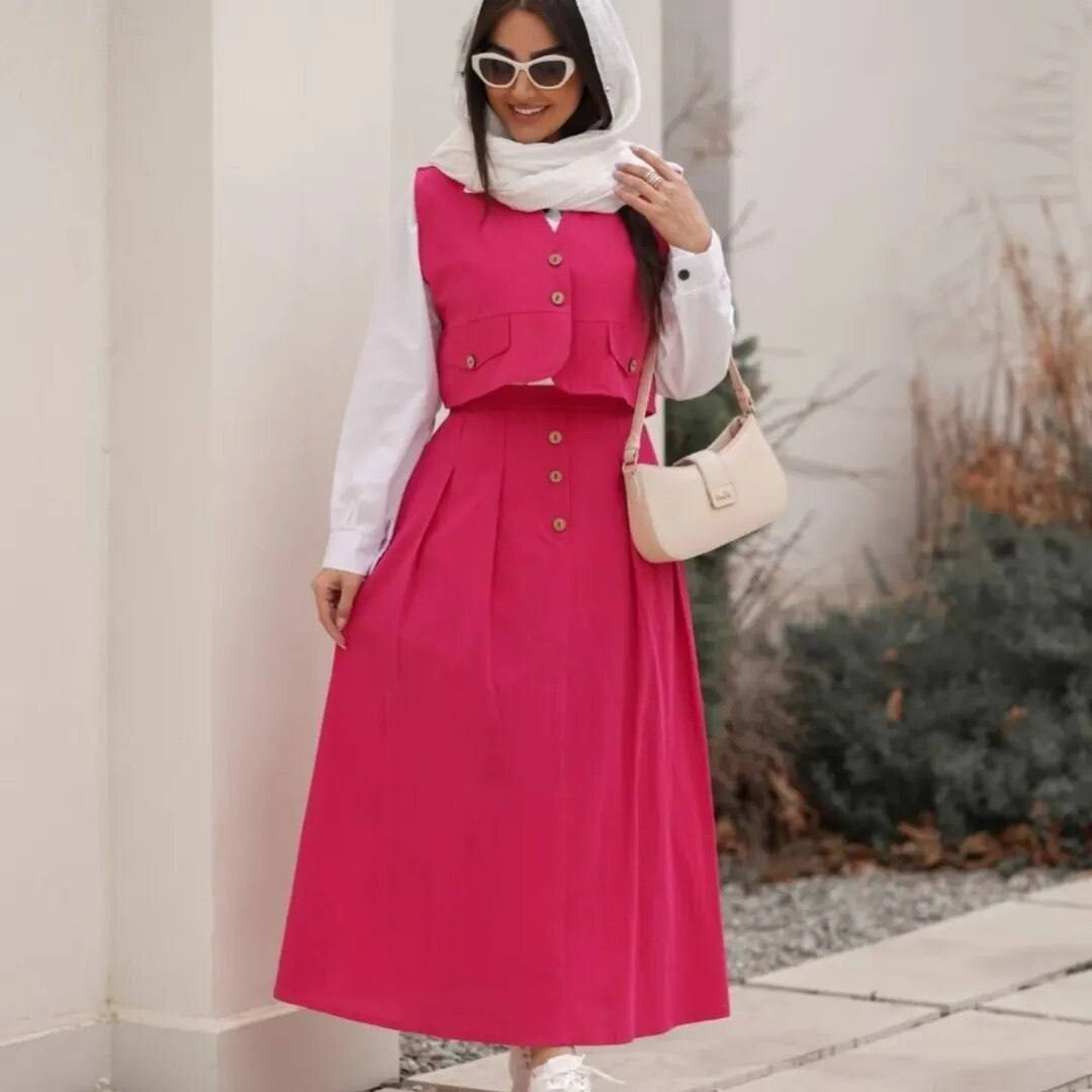 FOR YOU MODA - 2569-23L-3 سوت يلك -وردي