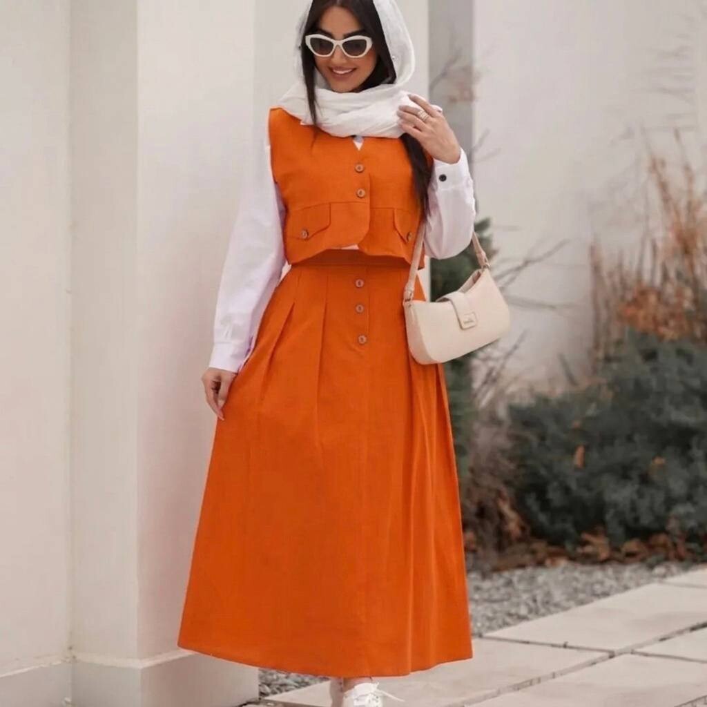 FOR YOU MODA - 2569-23L-5 سوت يلك - برتقالي