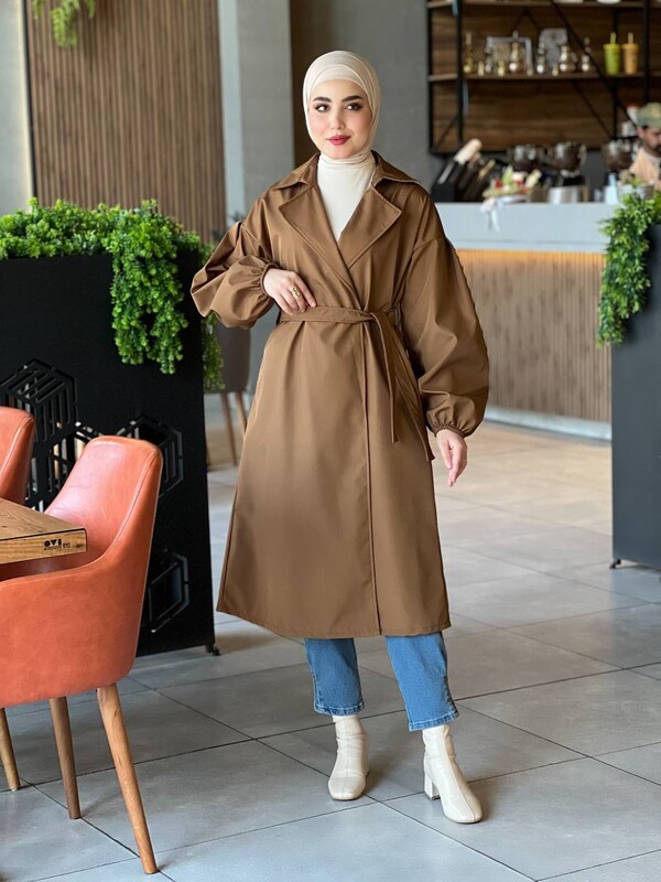 FOR YOU MODA - 3017-6R-4 ترانشكوت سادة ردن بالون - جوزي