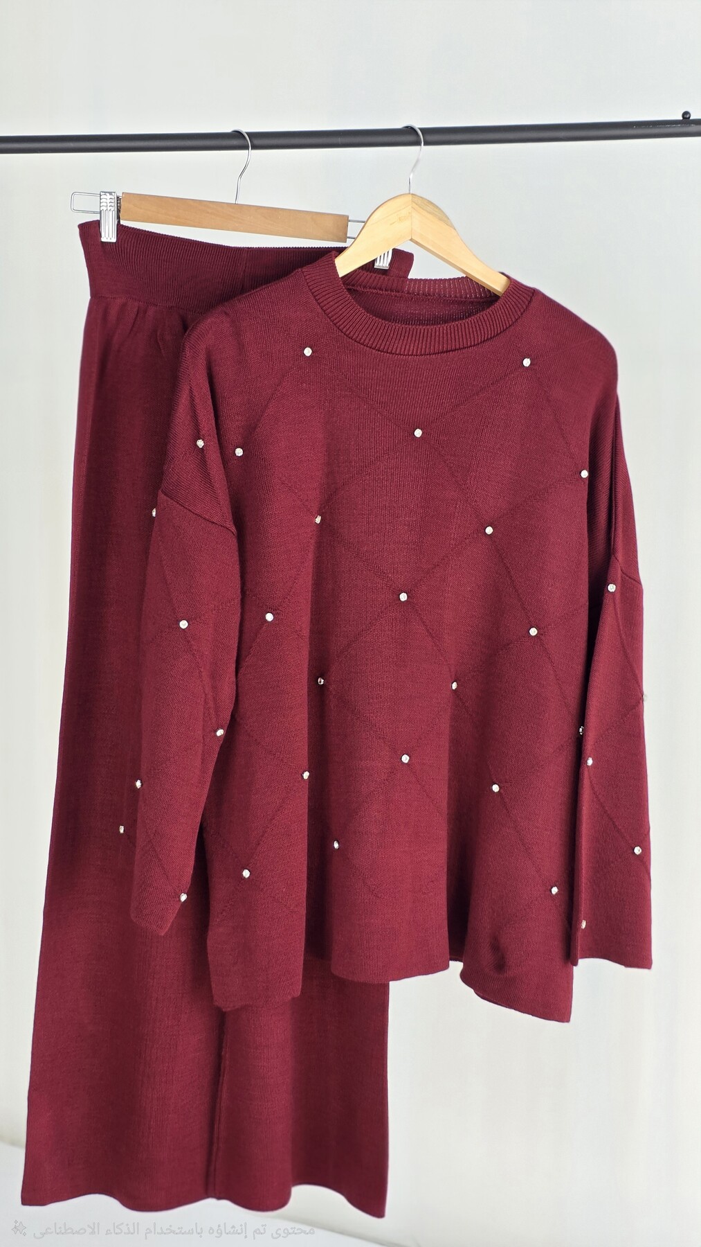 FOR YOU MODA - 3210-57F-3 سوت تريكو - ماروني