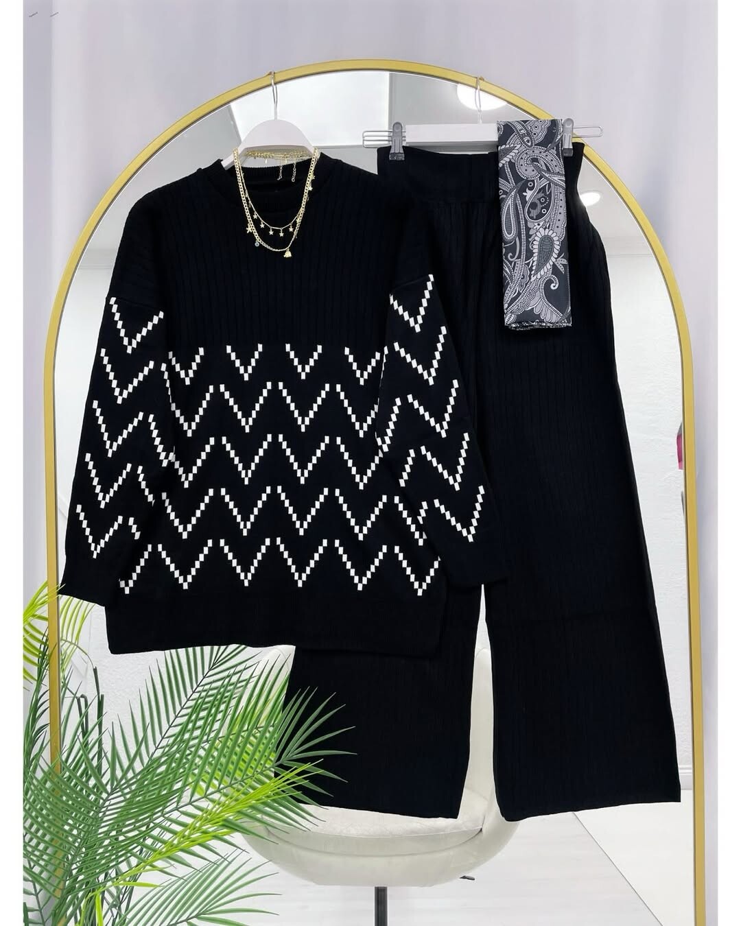 FOR YOU MODA - 3213-40M-1 سوت تريكو -اسود