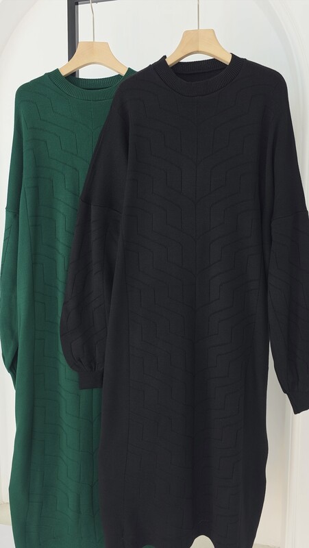 FOR YOU MODA - 3217-25M-1 فستان تريكو -اسود 