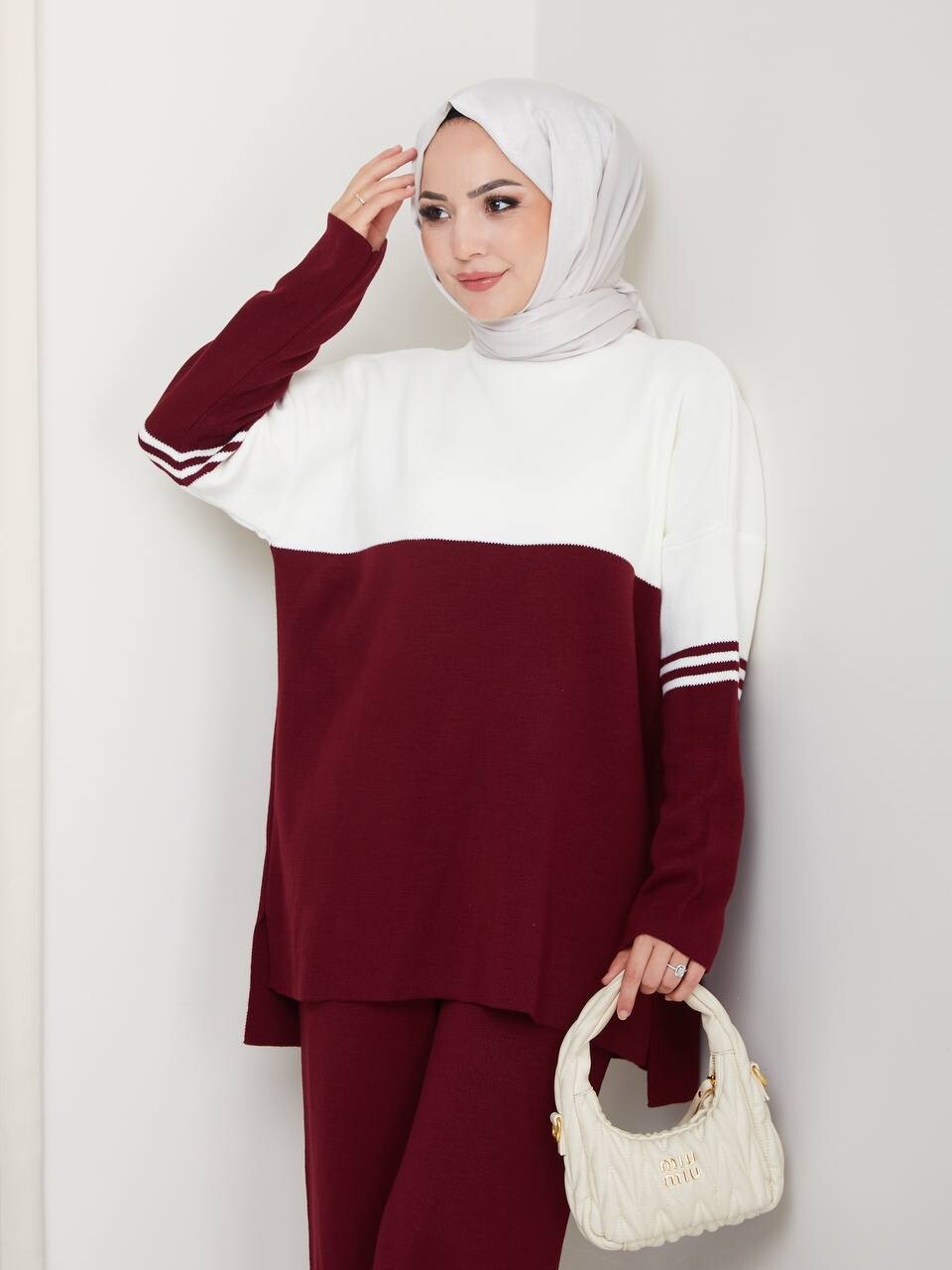 FOR YOU MODA - 3219-20F-2 سوت تريكو-ماروني (1)