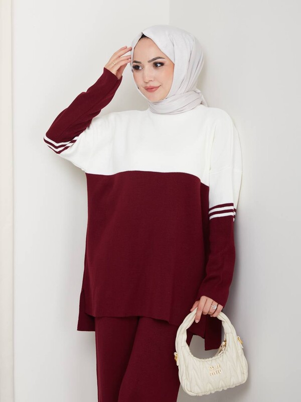 FOR YOU MODA - 3219-20F-2 سوت تريكو-ماروني (1)