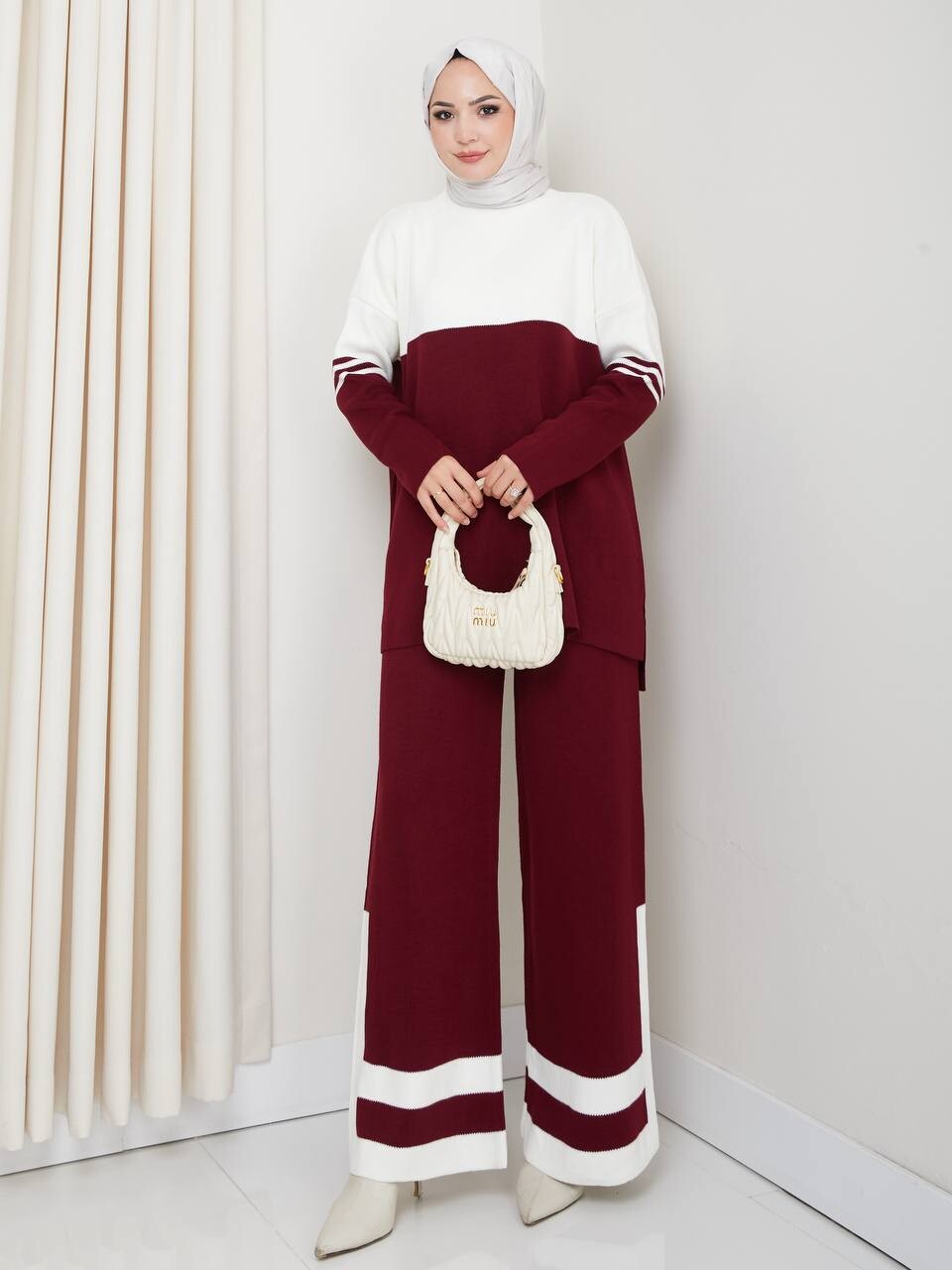 FOR YOU MODA - 3219-20F-2 سوت تريكو-ماروني 