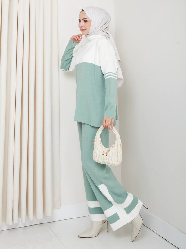 FOR YOU MODA - 3219-20F-3 سوت تريكو -فستقي 