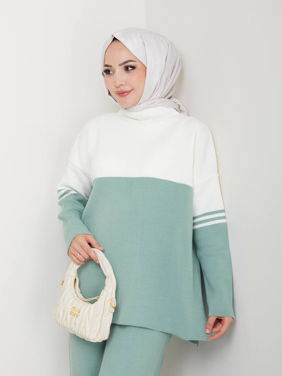 FOR YOU MODA - 3219-20F-3 سوت تريكو -فستقي (1)